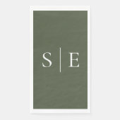 Elegant Olive Green Monogram Minimalist Servet (Voorkant)