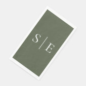 Elegant Olive Green Monogram Minimalist Servet (Hoek)
