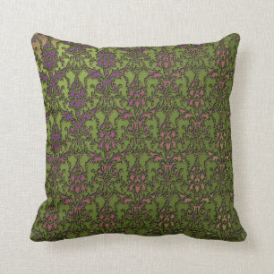 Elegant Olive Green Pink Paars Damask Pillow Kussen