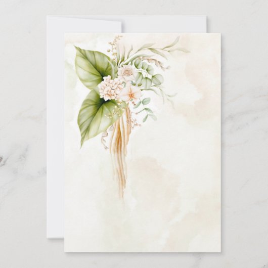 Elegant Olive Green Tropical Florals Wedding Kaart (Achterkant)