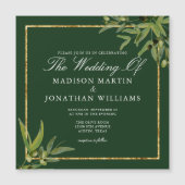 Elegant Olive Green Waterverf Botanical Wedding Magnetische Uitnodiging (Voorkant)