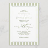 Elegant Olive Green Wedding Invitation Kaart (Voorkant)