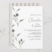 Elegant Olive Green Wedding Kaart (Voorkant / Achterkant)