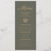Elegant Olive Green Wedding Reception Tortelduifje Menu (Voorkant)