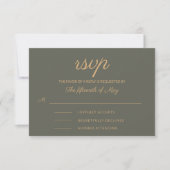 Elegant Olive Green Wedding RSVP Kaartje (Voorkant)