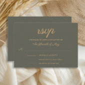 Elegant Olive Green Wedding RSVP Kaartje