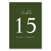 Elegant Olive Green Wedding Table Number Cards Kaart (Voorkant)