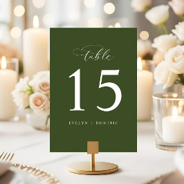 Elegant Olive Green Wedding Table Number Cards Kaart