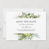 Elegant Olive Greenery Horizontal Save the Date (Voorkant)