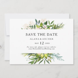 Elegant Olive Greenery Horizontal Save the Date