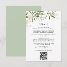 Elegant Olive Greenery QR Code Informatiekaartje