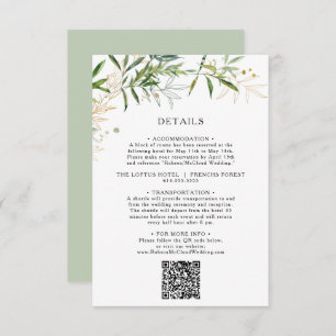 Elegant Olive Greenery QR Code Informatiekaartje