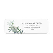 Elegant Olive Greenery Return Address Label (Voorkant)