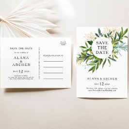 Elegant Olive Greenery Save the Date Briefkaart