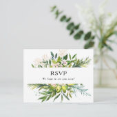 Elegant Olive Greenery Song Aanvraag RSVP Briefkaa Briefkaart (Staand voorkant)