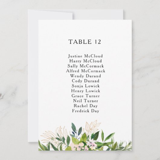 Elegant Olive Greenery Table Number Seating Chart (Voorkant)