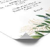 Elegant Olive Greenery Wedding Drinks Menu Sign Poster (Hoek)