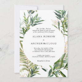 Elegant Olive Greenery Wedding Invitation Kaart