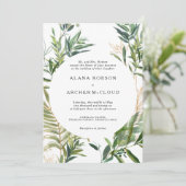 Elegant Olive Greenery Wedding Invitation Kaart (Staand voorkant)