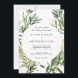 Elegant Olive Greenery Wedding Invitation Kaart<br><div class="desc">Deze elegante uitnodiging voor een groene bruiloft voor olijfgaarden is perfect voor je moderne zomerboho bruiloft. Het is ontworpen met waterverf smaragdgroene en sage-gekleurde bladeren,  aanrakingen van botanisch goud,  wazige roze olijfbloemen en eenvoudige zwarte  typografie. Al deze elementen combineren voor een mooi bohemisch gevoel.</div>