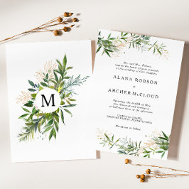Elegant Olive Greenery Wedding Invitation Kaart