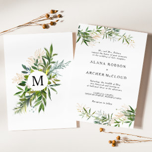 Elegant Olive Greenery Wedding Invitation Kaart
