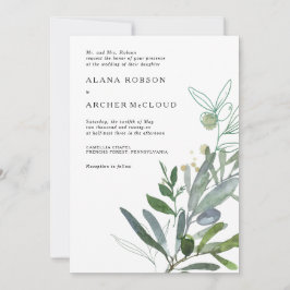Elegant Olive Greenery Wedding Invitation Kaart