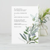 Elegant Olive Greenery Wedding Invitation Kaart (Staand voorkant)