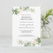 Elegant Olive Greenery Wedding Reception Kaart (Staand voorkant)