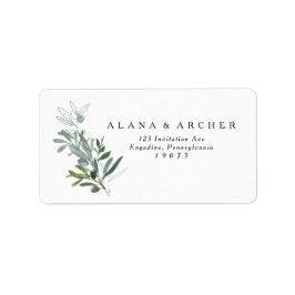 Elegant Olive Greenery Wedding RSVP Adresetiketten Etiket