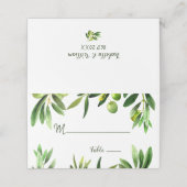 Elegant Olive Leaf Boho Garden Place Card Plaatskaartje (Buitenkant ongevouwen)