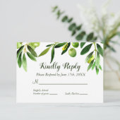 Elegant Olive Leaf Boho Garden RSVP Kaart (Staand voorkant)