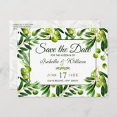 Elegant Olive Leaf Boho Garden Save the Date Aankondigingskaart (Voorkant / Achterkant)