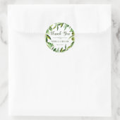 Elegant Olive Leaf Boho Tuin Bruiloft Dank u Ronde Sticker (Tas)