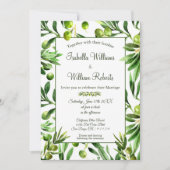 Elegant Olive Leaf Boho Tuin Bruiloft Kaart (Voorkant)