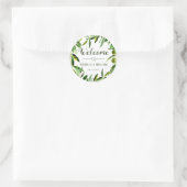 Elegant Olive Leaf Boho Tuin Bruiloft Welkom Ronde Sticker (Tas)