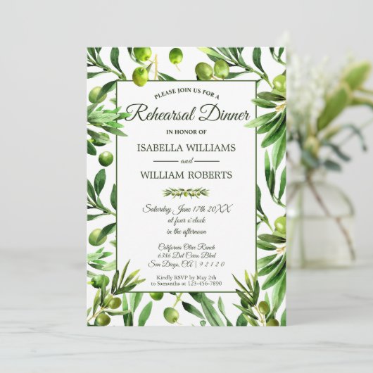 Elegant Olive Leaf Boho Tuin repetitie diner Kaart (Staand voorkant)