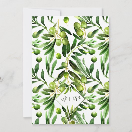 Elegant Olive Leaf Boho Tuin repetitie diner Kaart (Achterkant)