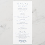 Elegant Olive Leaf Crest  Blauw Bruiloft Programmakaart (Achterkant)