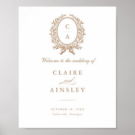 Elegant Olive Leaf krans  welkomstbord Poster