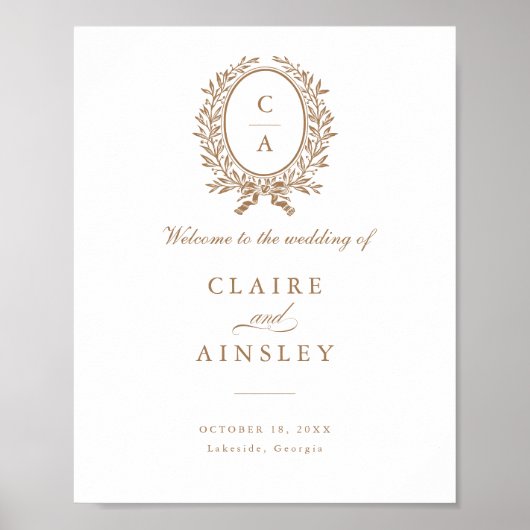 Elegant Olive Leaf krans  welkomstbord Poster (Voorkant)