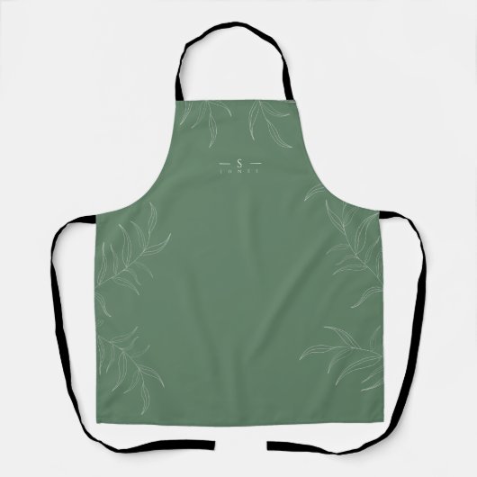 Elegant Olive leaf monogram apron Schort (Voorkant)