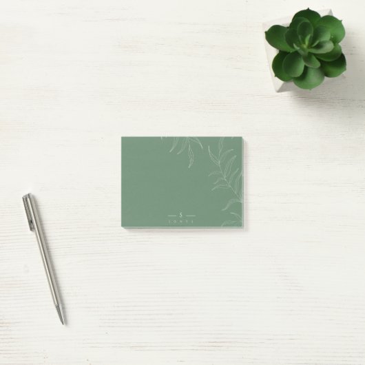 Elegant Olive leaf simpel monogram bericht Post-it® Notes (Kantoor)