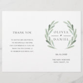 Elegant Olive Leaf Wreath Folded Wedding Program (Voorkant)