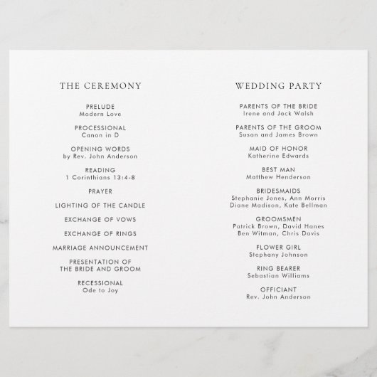 Elegant Olive Leaf Wreath Folded Wedding Program (Achterkant)