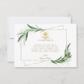 Elegant Olive Leaves Gold Boy First Heilige Commun Bedankkaart (Voorkant)