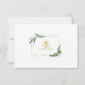 Elegant Olive Leaves Gold Boy First Heilige Commun Bedankkaart (Achterkant)