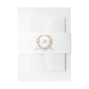 Elegant Olive Oak Krans Goud Bruiloft Monogram Uitnodigingen Wikkel