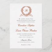  Elegant Olive Oak Wreath Monogram Bruiloft Folie Uitnodiging (Voorkant)