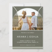 Elegant Olive Photo Arch Wedding Kaart (Voorkant)